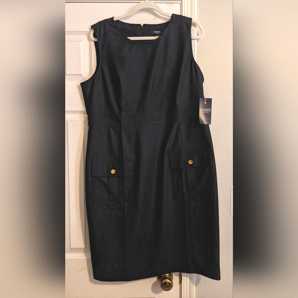 NWT Chaps size 16 denim look utility dress with pockets